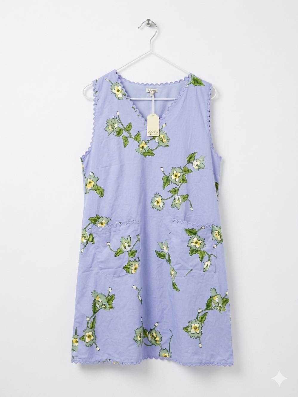 NWT Jodifl Lavender Floral Ricrac Trim Dress Size Large - Picture 5 of 7